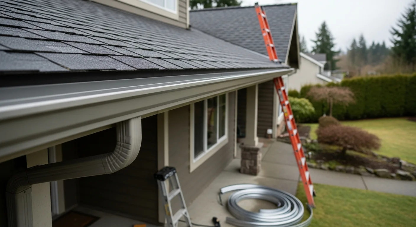 Professional gutter installation and maintenance on residential home